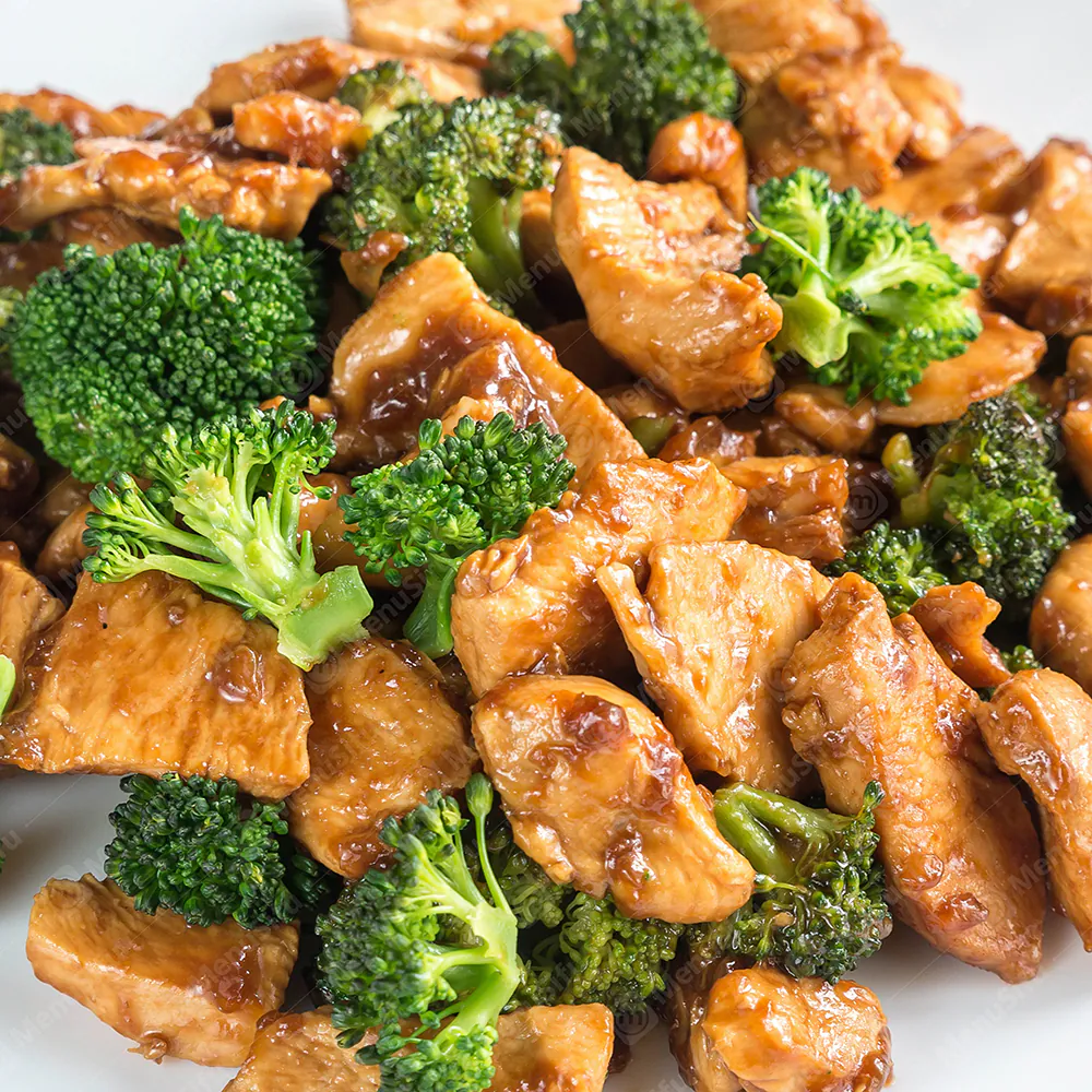 Tender chicken pieces stir-fried with broccoli in savory sauce at China Wok, a Chinese Restaurant in Marion